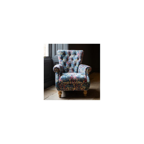 Westminster Armchair in printed Blue Velvet