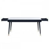 Louis Black Fluted Stone Top Dining Table With Drawers