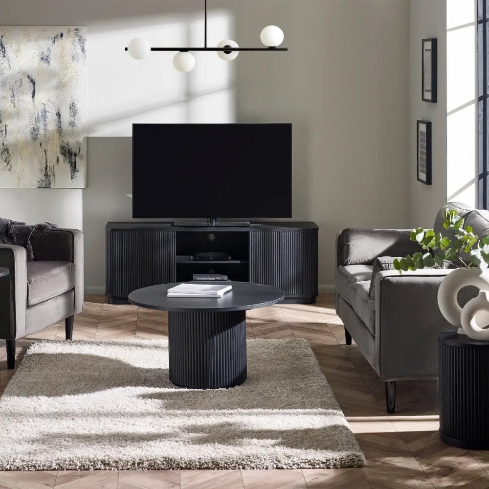Louis Black Fluted Round Coffee Table