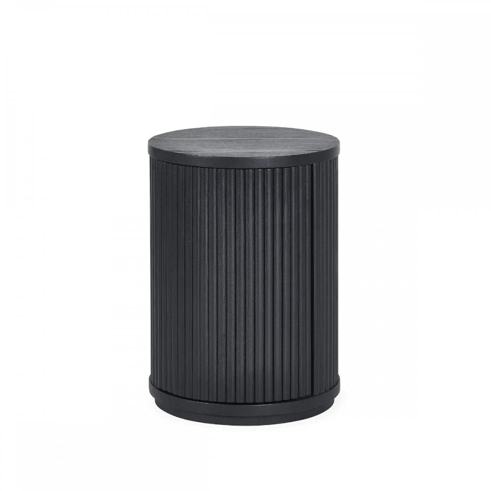 Louis Black Fluted Side Table With Door