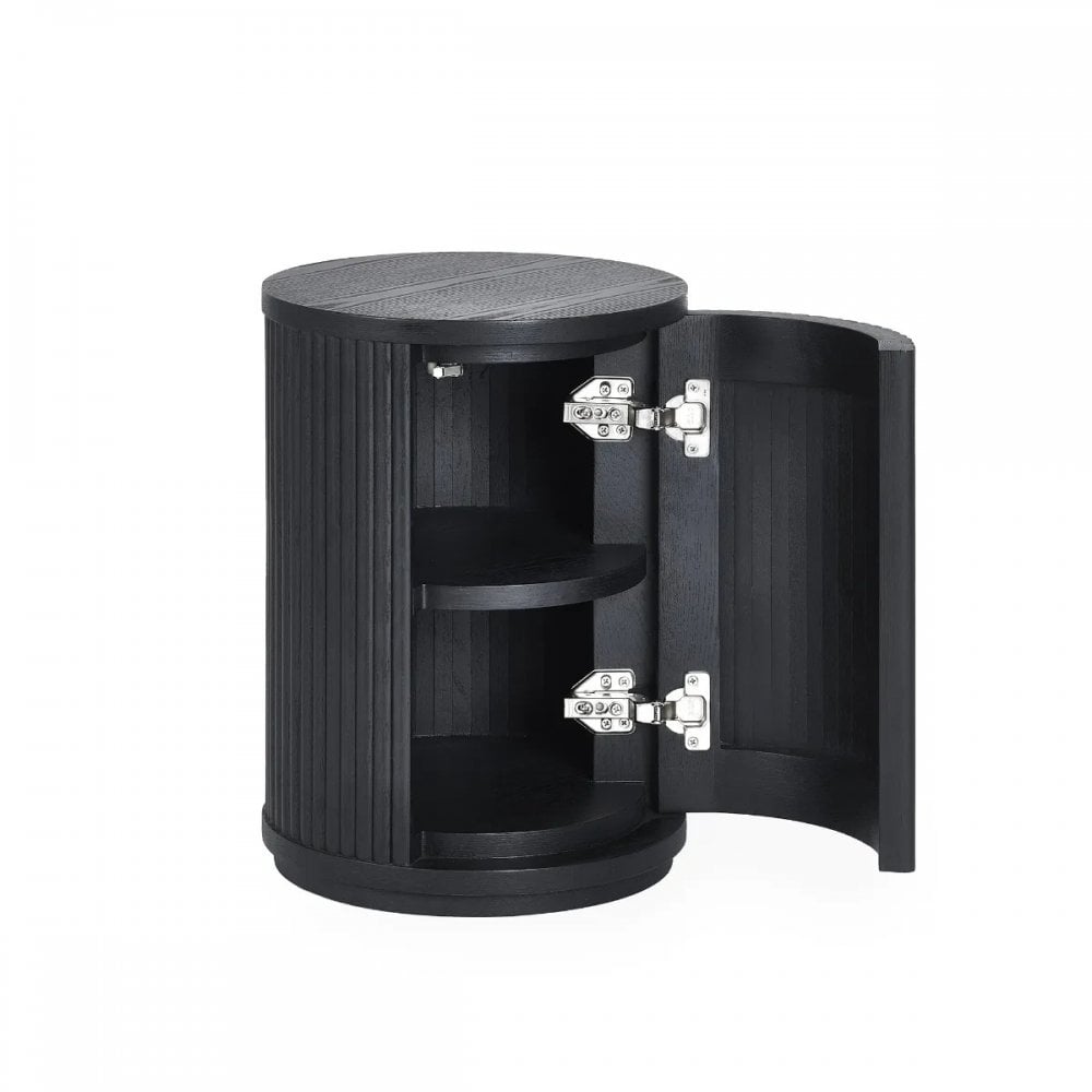 Louis Black Fluted Side Table With Door