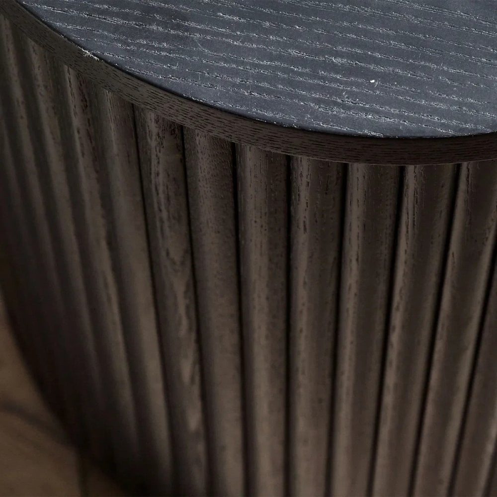 Louis Black Fluted Side Table With Door