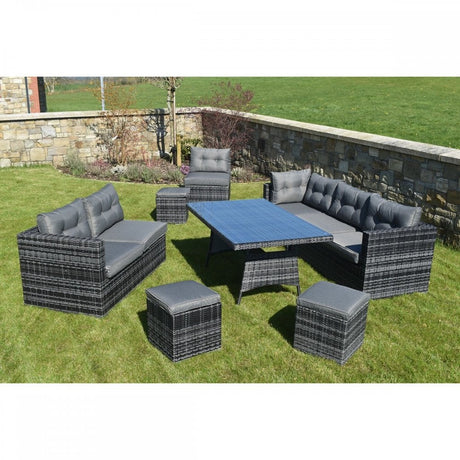 10 Piece Dark Rattan Dining Set