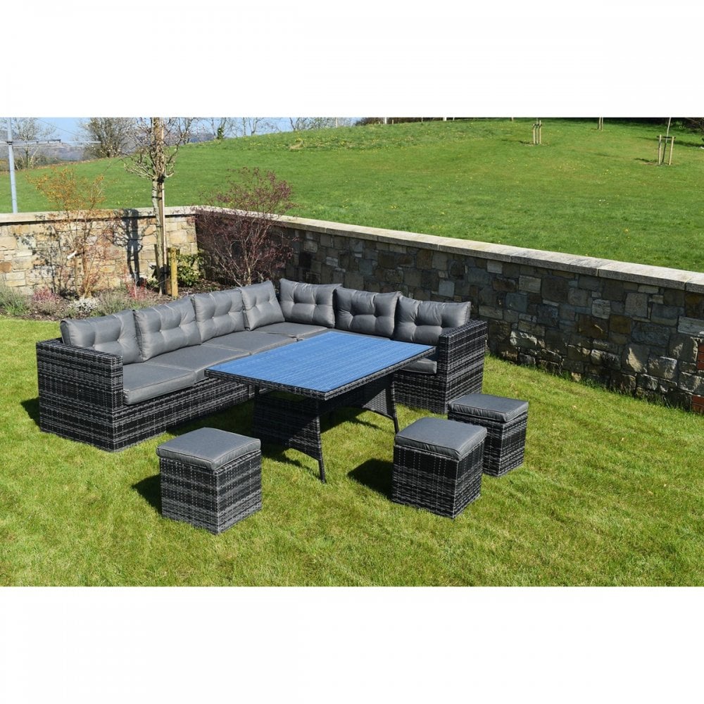 10 Piece Dark Rattan Dining Set