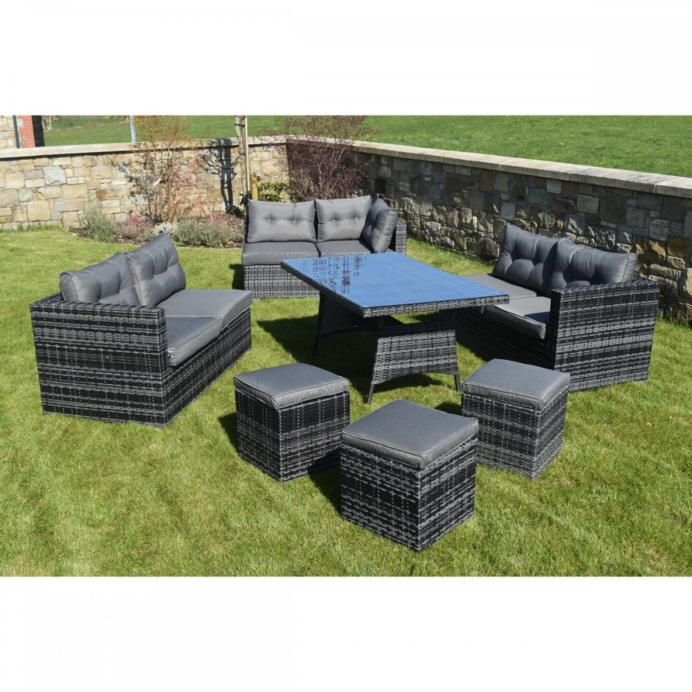 10 Piece Dark Rattan Dining Set