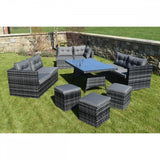 10 Piece Dark Rattan Dining Set
