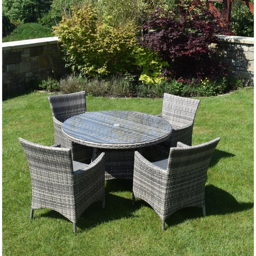 5 Piece Dark Rattan Dining Set