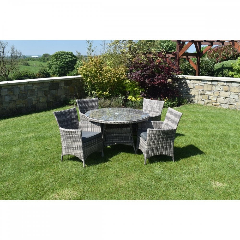 5 Piece Dark Rattan Dining Set