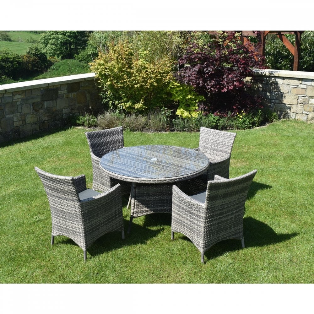 5 Piece Dark Rattan Dining Set