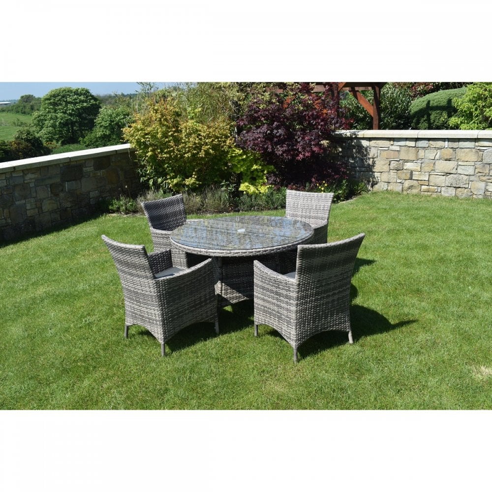 5 Piece Dark Rattan Dining Set