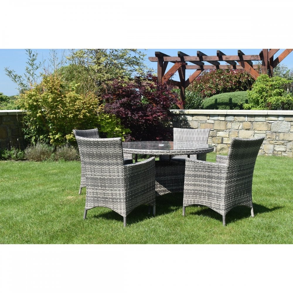 5 Piece Dark Rattan Dining Set