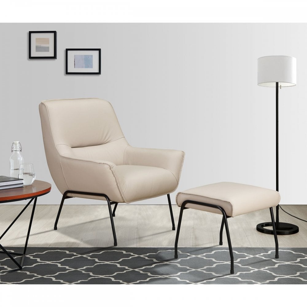 Lindo Chair + Stool ( Cream Leather )