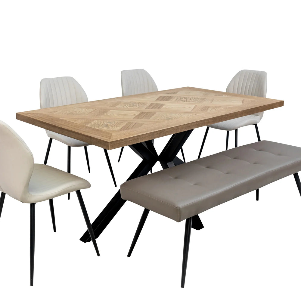Stylish 1.6m Oak Veneer Dining Table for Modern Homes