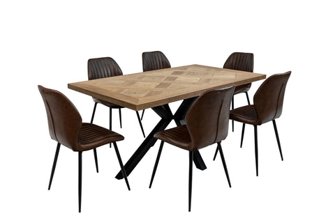 Stylish 1.6m Oak Veneer Dining Table for Modern Homes