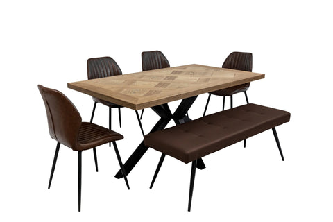 Stylish 1.6m Oak Veneer Dining Table for Modern Homes