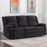 Charcoal fabric 3 seater sofa with recliner seats in modern living room setting