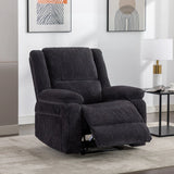 Charcoal fabric recliner armchair with footrest in a modern living room setting