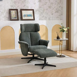 Winter moss swivel leisure chair with matching footstool and black base in living room