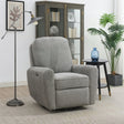 Grey swivel accent chair with plush upholstery in a modern living room setting