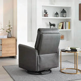 Leroy grey swivel glide chair with padded backrest in modern living room