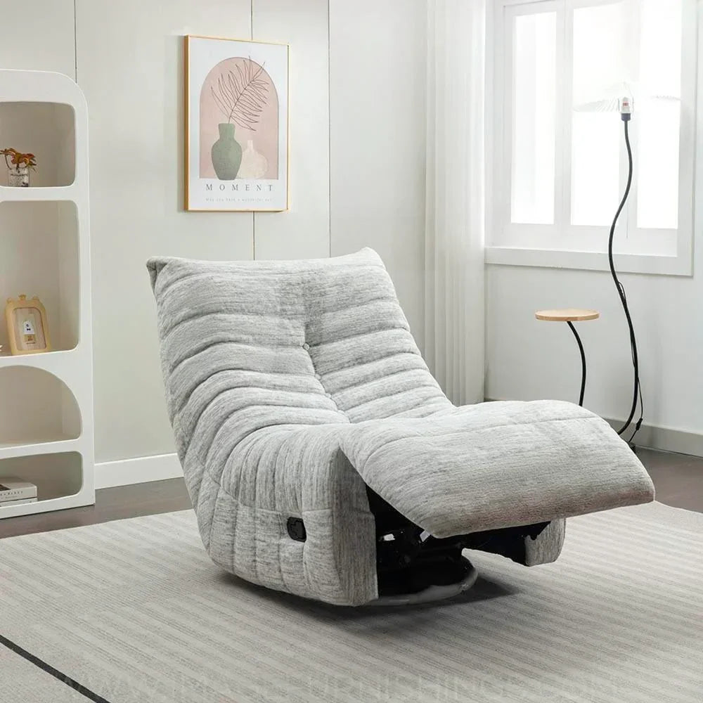Light ash reclining chair with textured upholstery in modern living room setting