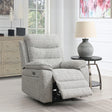 Stone fabric 1 seater chair recliner in modern living room beside side table and lamp