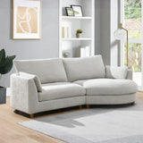 Light grey corner chaise sectional sofa in modern living room with wooden floor and rug