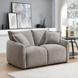 Stone fabric 2 seater loveseat sofa with cushions in modern living room setting