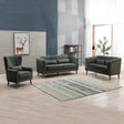 Charlotte loveseat in winter moss fabric with fluted backrest, set in modern living room