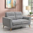Grey fabric 2 seater sofa with wooden legs in modern living room setting