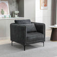 Dark grey fabric armchair with metal legs in modern living room setting