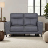 Graphite two seater sofa with metal legs in modern living room setting