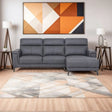 Grey sectional sofa with right-hand chaise on geometric rug, modern living room decor