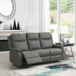 Stone grey 3 seater reclining sofa with padded seats in modern living room setting