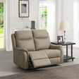 Taupe fabric 2 seater recliner sofa with padded seats in modern living room