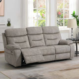 Cream 3 seater sofa with matching piping and recliner section in bright living room