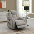 Oyster grey armchair recliner with padded seat and headrest in modern living room setting