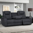 Graphite 3 seater recliner sofa with drop down tray in modern living room