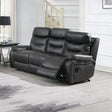 Slate grey recliner sofa with padded seats and matching piping in modern living room