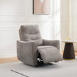 Stone fabric armchair recliner with extended footrest in modern living room setting
