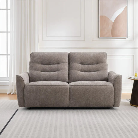 Liberty Stone fabric sofa with two seats, plush cushions, in a bright living room setting