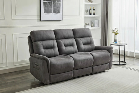 Grey fabric 3 seater sofa with high backrest and deep seats in modern living room