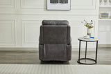 Grey recliner armchair rear view beside round marble side table in modern living room