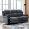 Dark grey 3 seater electric recliner sofa with padded armrests in modern living room