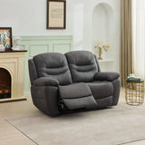 Gunmetal 2-seater loveseat recliner with plush arms in modern living room setting