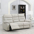 Light grey leather 3 seater sofa with recliner in modern living room setting