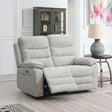 Stone fabric 2 seater loveseat with recliner in modern living room setting