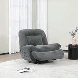 Dark grey reclining chair with plush upholstery in a modern living room setting