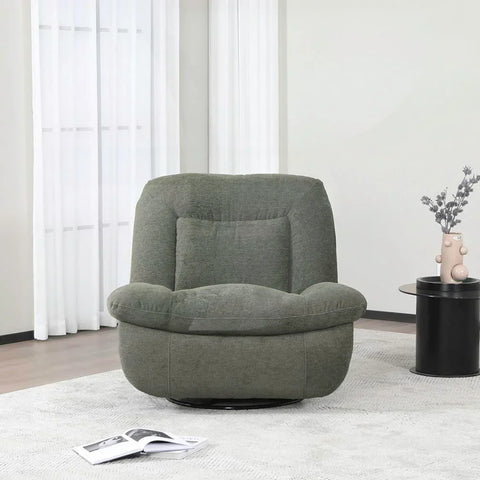 Green reclining chair with soft upholstery in modern living room setting