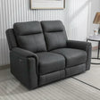 Gunmetal grey 2 seater recliner sofa with padded arms and electric controls in modern room
